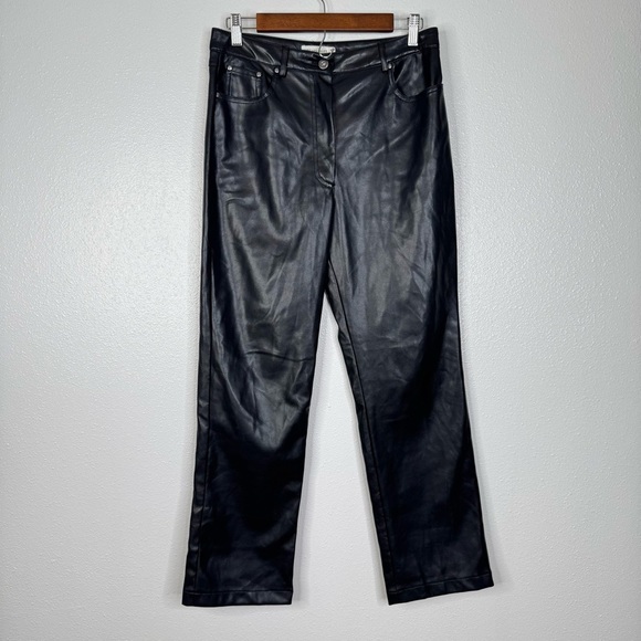 Avec Les Filles Lettie Straight Faux Leather Pants Size Medium - Picture 3 of 8